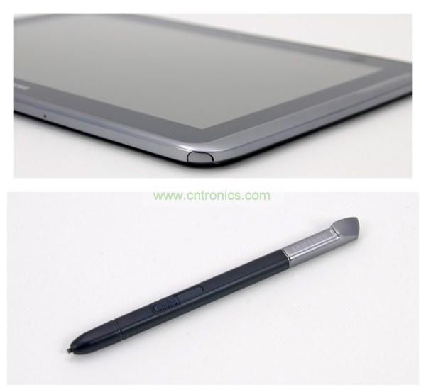 Galaxy Note 10.1右下角插著(zhù)一支觸控筆