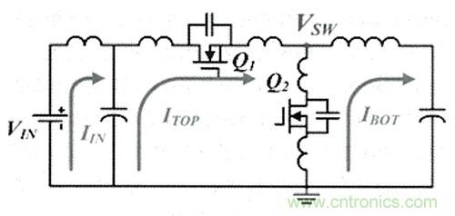 圖2具寄生電感器和電容器的降壓型開(kāi)關(guān)穩壓器