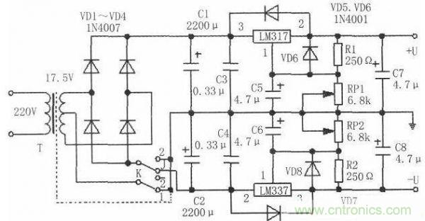 一款簡(jiǎn)單的兩用可變直流穩壓電源電路設計