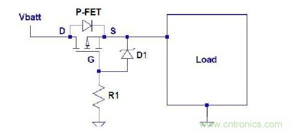 用P-FET實(shí)現電池反極性保護