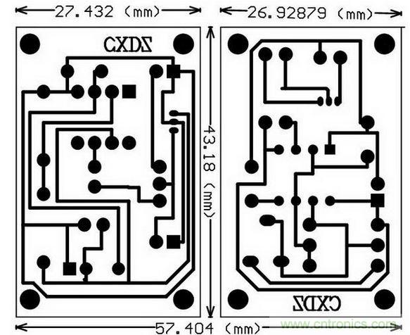 電路的PCB布線(xiàn)如下: