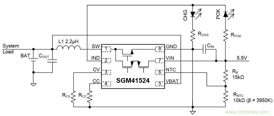 SGM41524緊湊型簡(jiǎn)潔開(kāi)關(guān)充電:0.3A~2.3A鋰電池充電器