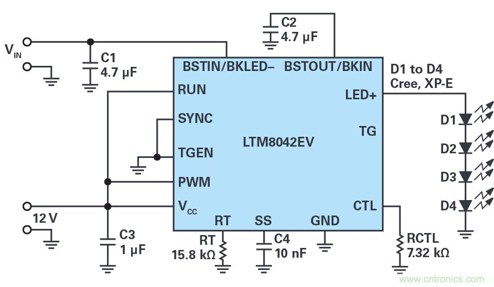 多功能LED驅動(dòng)器可使用高于或低于LED燈串電平的輸入電壓