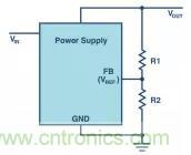 如何使用電源設計中的分壓器調節輸出電壓？