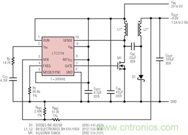 具有負反饋引腳和用于負輸出電源的高性能、單端控制器IC