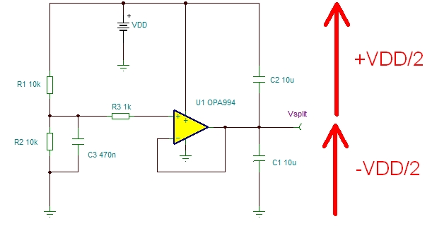 使用運算放大器分割電壓軌以創(chuàng  )建虛擬地