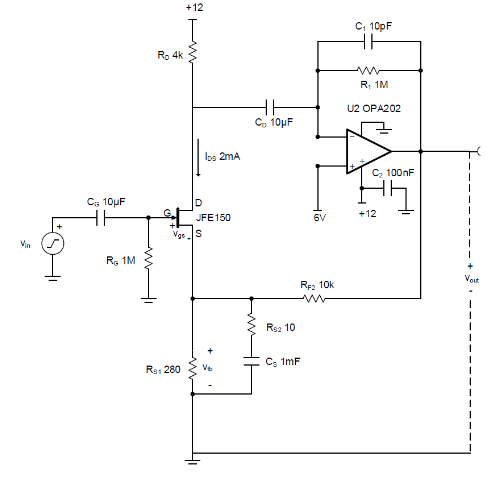 如何使用分立式 JFET 放大低噪聲電路中的小信號？